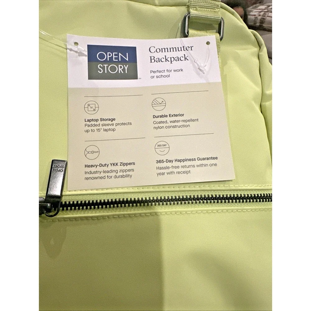Open Story Lot Of 2 Travel Backpacks Lime Commuter & Blue Fitted Flap School